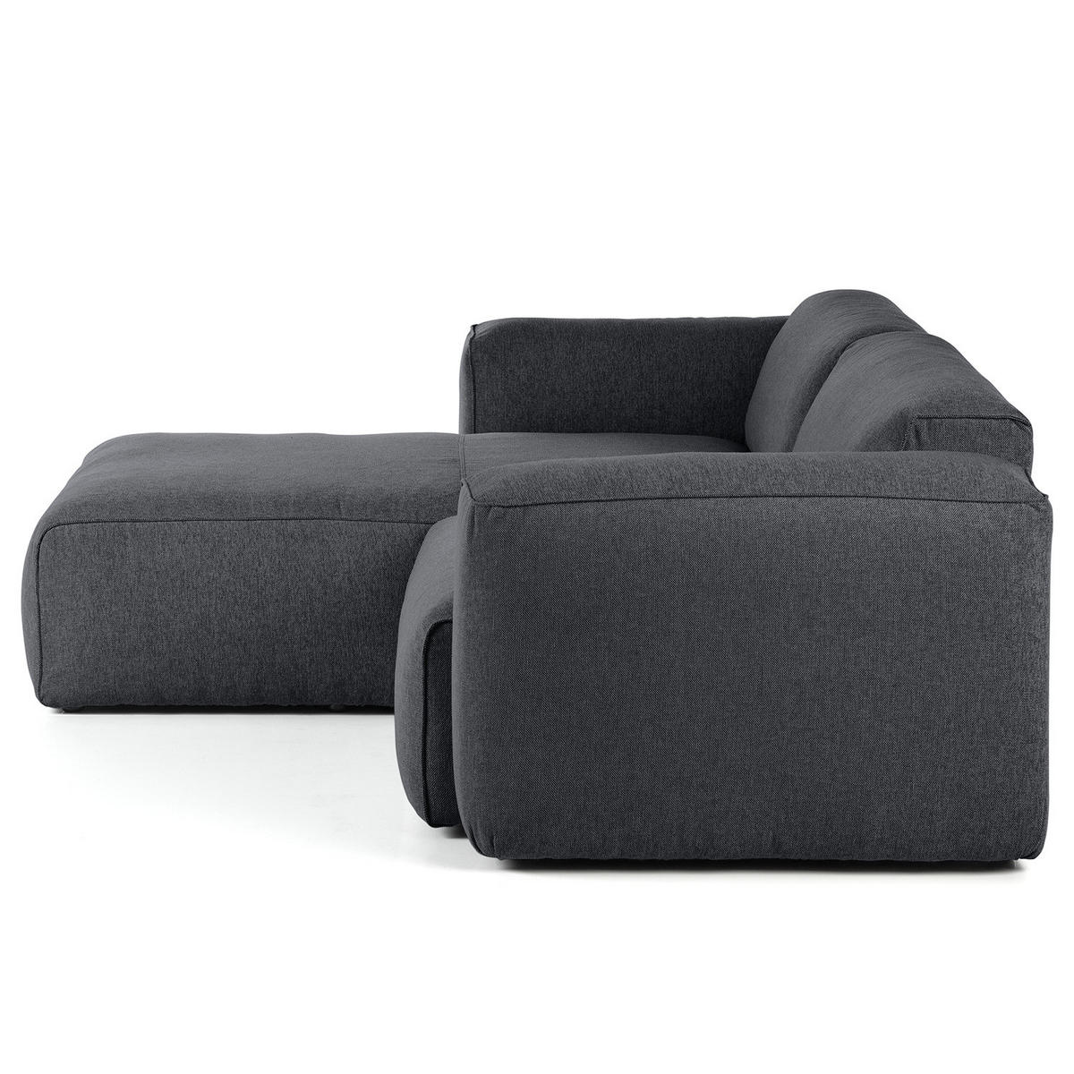 1,5-SITZER ECKSOFA mit Longchair - Schwarz/Grau, Kunststoff/Textil (260/173cm) - home24