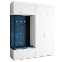GARDEROBENSCHRANK REMA 200/240/60 cm Modern Garderobe-Set Weiß - Blau/Weiß, Holzwerkstoff (200/240/60cm) - MASSENO