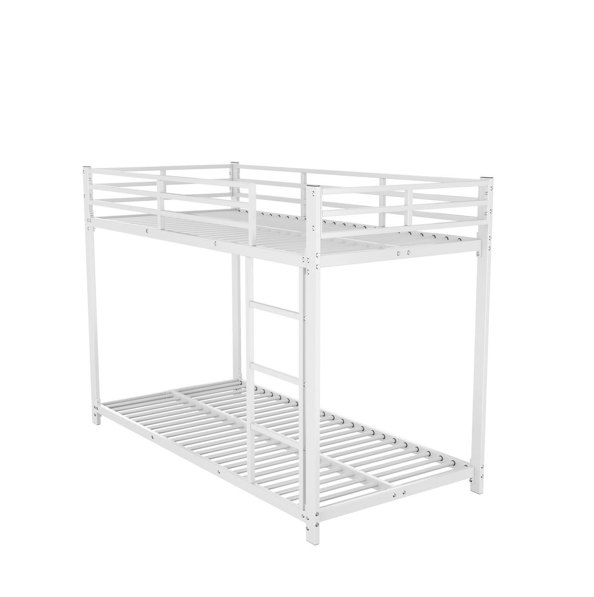 ETAGENBETT 90/200 cm Weiß aus Metall für Kinder mit Sicherheitsleisten - Weiß, Metall (90/200cm) - Flora Grace