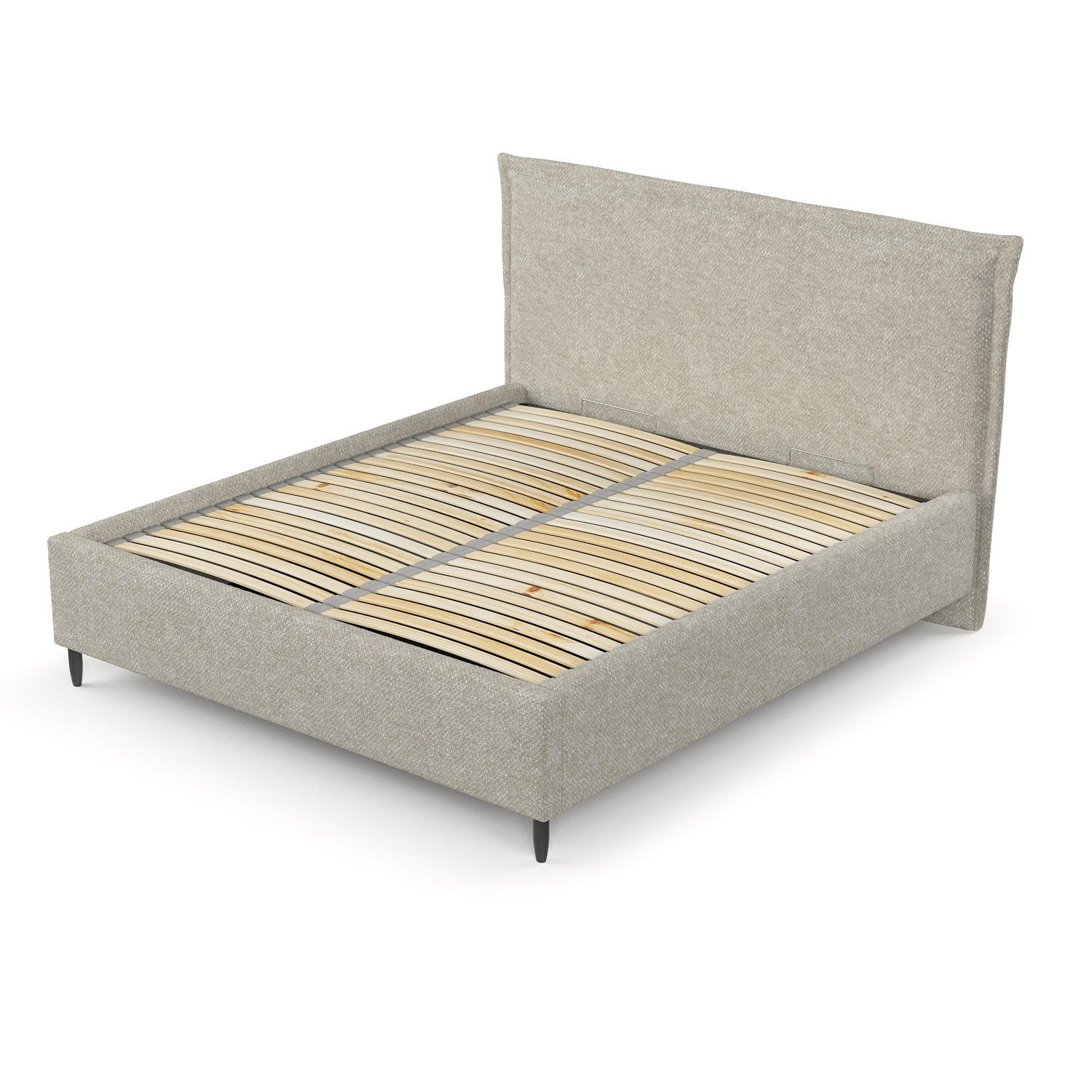POLSTERBETT Cape Cod Beige Grau 180/200 cm im Chenille-Stoff - Beige/Schwarz, Holz/Holzwerkstoff (180/200cm) - Maison de Reve