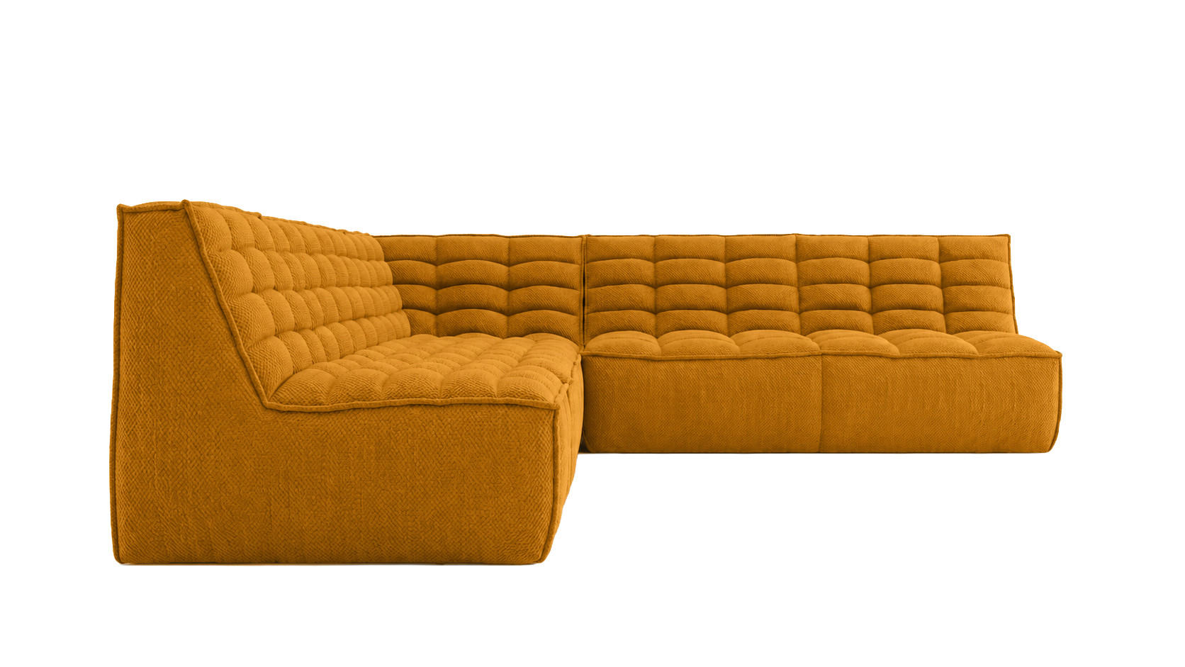 ECKSOFA Modulare L-Form, Plüschstoff Pop, Senffarbe, Links, LAZY L - Gelb, Holz (333/253cm) - Kaiser Möbel