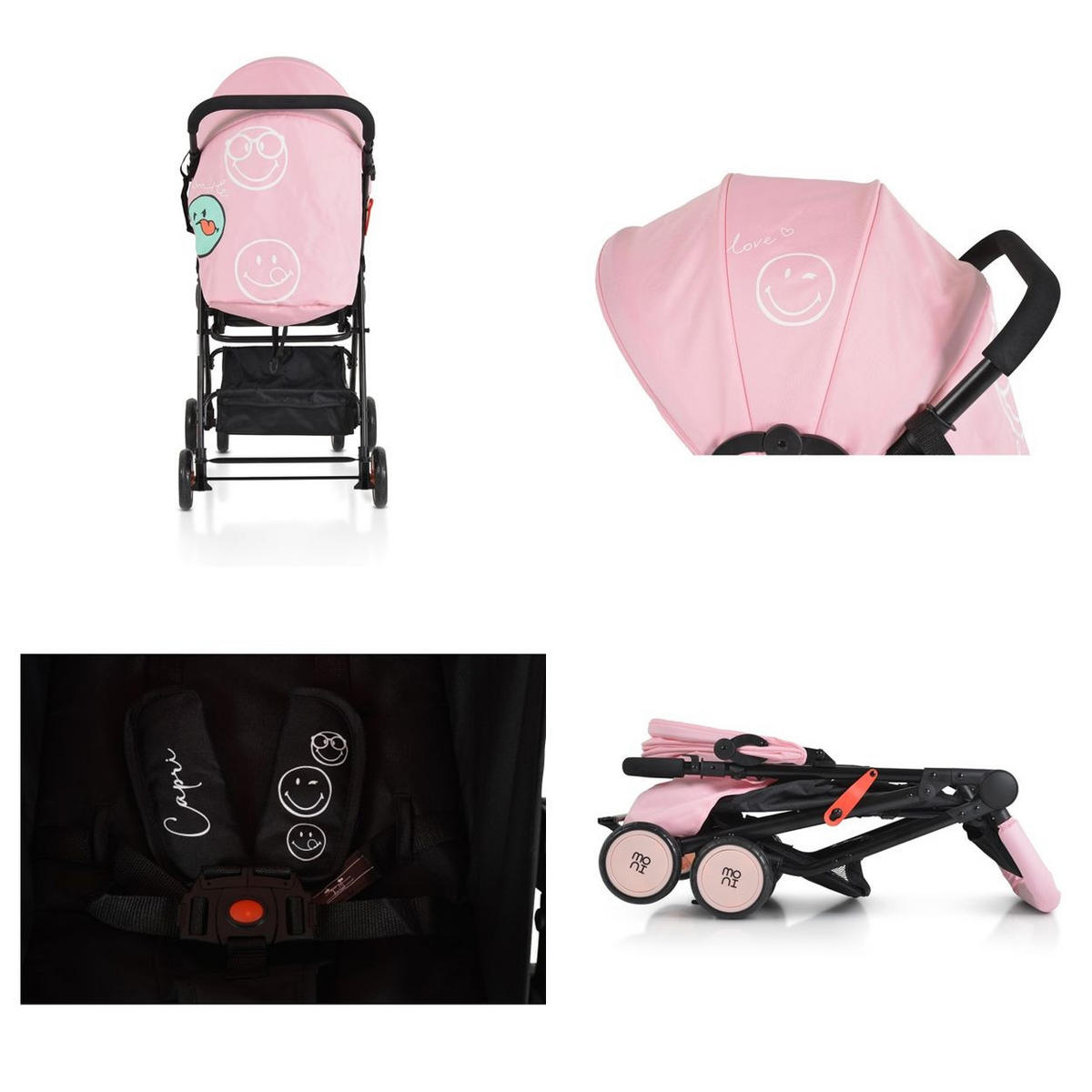 KINDERWAGEN Capri rosa Sicherheitsgurt, Rückenlehne verstellbar - Rosa, Metall (75/48/100cm) - Moni
