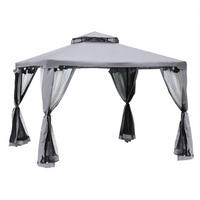 GARTENPAVILLON 294/294/265 cm anthrazit aus Polyester mit Netzseiten - Grau, Textil (294/265/294cm) - OKWISH