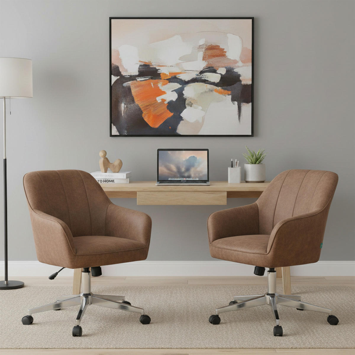 BÜROSTUHL Mika-Lian - Chromfarben/Braun, Textil/Metall (60/84/65cm) - DUBI Möbel