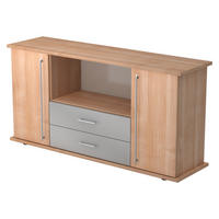 SIDEBOARD mit 2 Schübe & 2 Türen 44,8/166,1/84 cm in Nussbaumfarben Relinggriff (Kunststoff) - Nussbaumfarben, Holzwerkstoff (166.1/84/44.8cm) - bümö