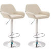 BARHOCKER 2er Set Lederlook creme - Chromfarben/Creme, Textil/Metall (51/89/52cm) - CLP