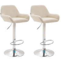 BARHOCKER 2er Set Lederlook creme - Chromfarben/Creme, Textil/Metall (51/89/52cm) - CLP
