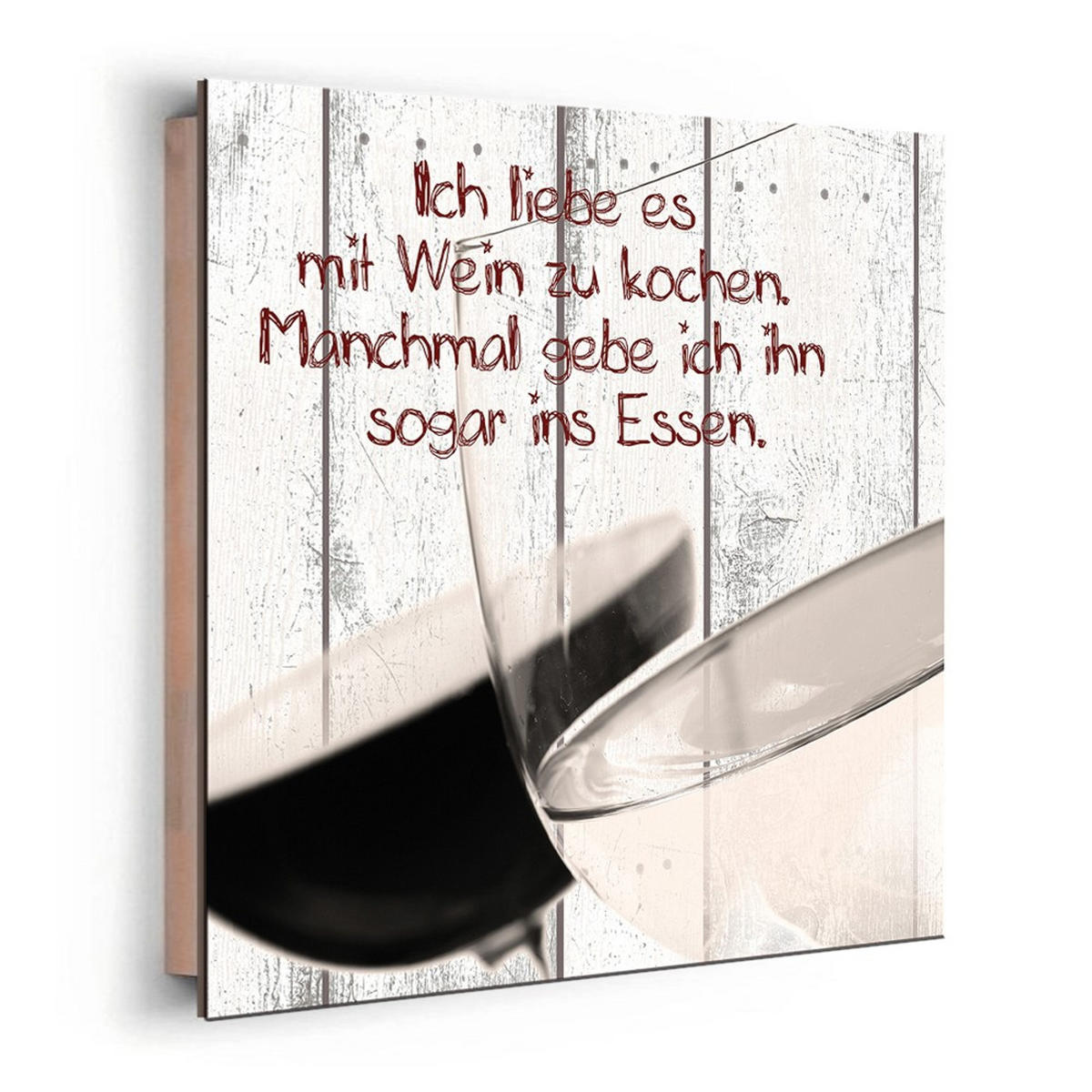 BILD 30x30 cm Küche Wein Spruch - Braun, Holzwerkstoff (30/30/2cm) - artissimo
