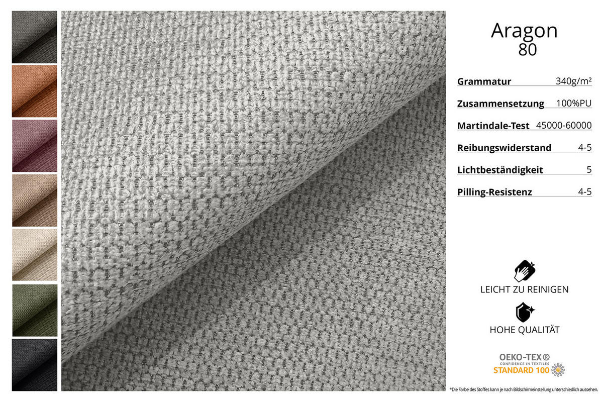 ECKSOFA mit Schlaffunktion und Bettkasten LIRA-L - 264x172x89 Hellgrau - Hellgrau, Holzwerkstoff/Textil (172/264cm) - ALTDECOR