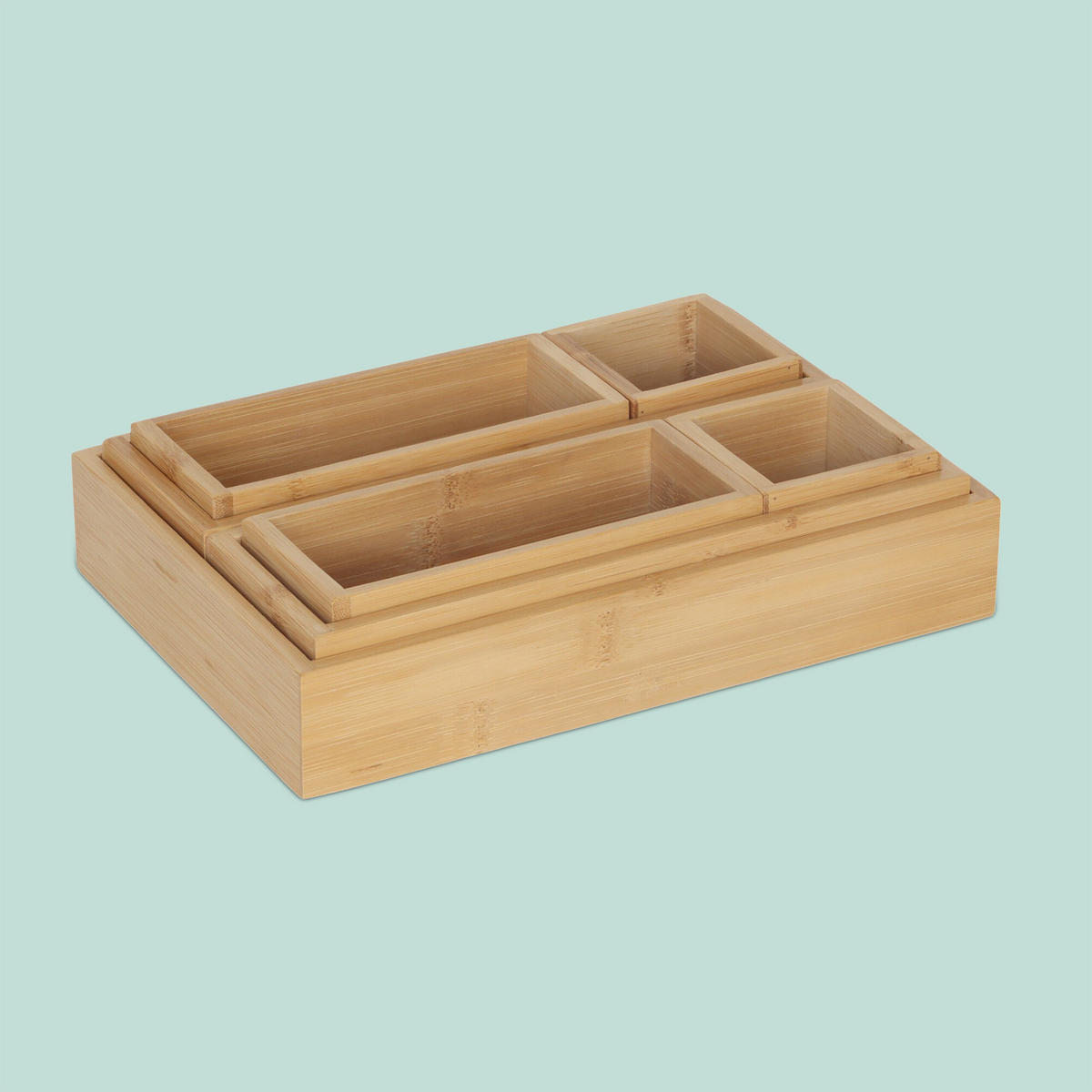 7DÍLNÝ organizér do zásuvek - světle hnědá, dřevo/kompozitní dřevo (28/5/19.5cm) - Relaxdays