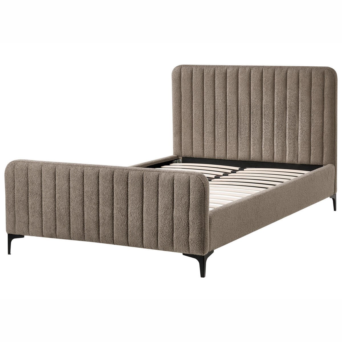 BETT mit Lattenrost 120/200 cm Taupe Lunan - Taupe/Schwarz, Textil (120/200cm) - Beliani