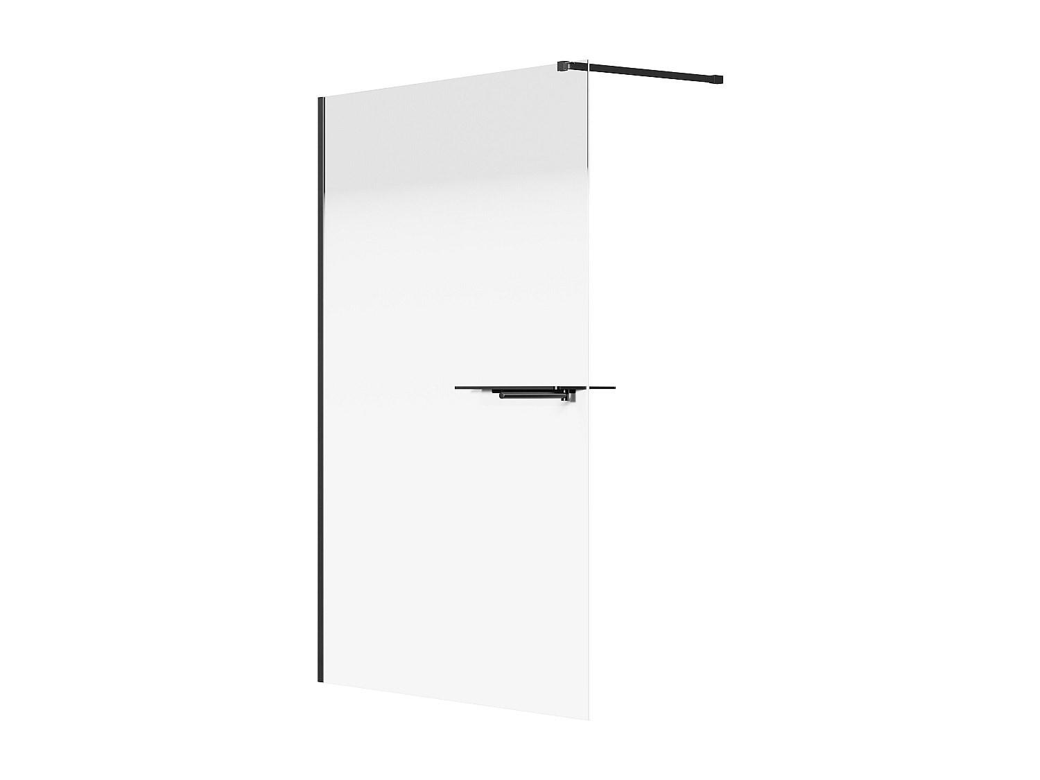 DUSCHWAND - 140 cm x 0.6 cm - metall - schwarz Pomaro - Schwarz, Glas/Metall (140/200cm) - Vente-Unique