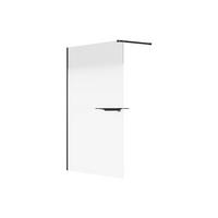 DUSCHWAND - 140 cm x 0.6 cm - Metall, Glas - Schwarz - POMARO - Schwarz, Glas/Metall (140/200cm) - Vente-Unique