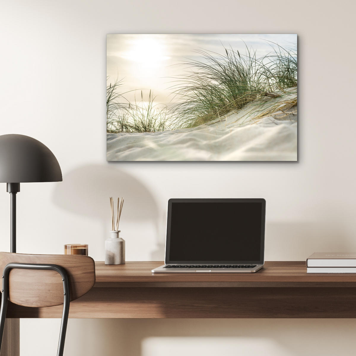 METALLBILD Dünen - Strand - Schleswig-Holstein - Wattenmeer 60x40 cm - Creme, Metall (60/40cm) - MuchoWow
