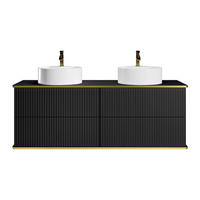 DOPPELWASCHTISCH - 150 cm x 47 cm - holz - schwarz Keliza - Schwarz, Holz (150/54/47cm) - Vente-Unique