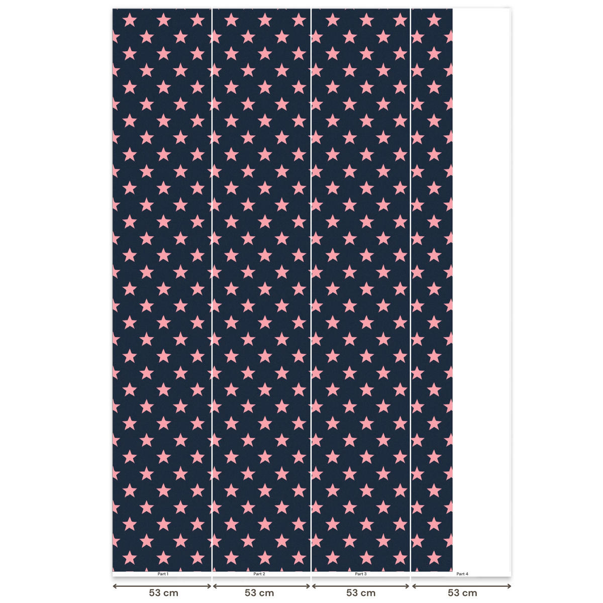 KINDERTAPETE - Muster - Sterne - Rosa - 180x300 cm - Anthrazit, Papier (180/300cm) - OnlyWow