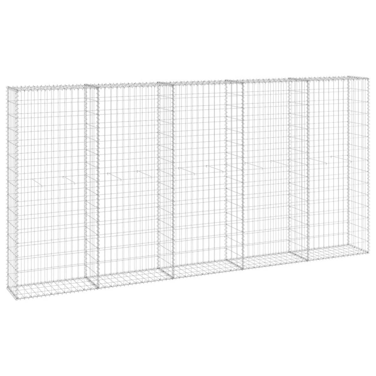 GABIONENWAND Mit Abdeckung Verzinkter Stahl 300/30/150 Cm - Silberfarben, Metall (30/150cm) - vidaXL