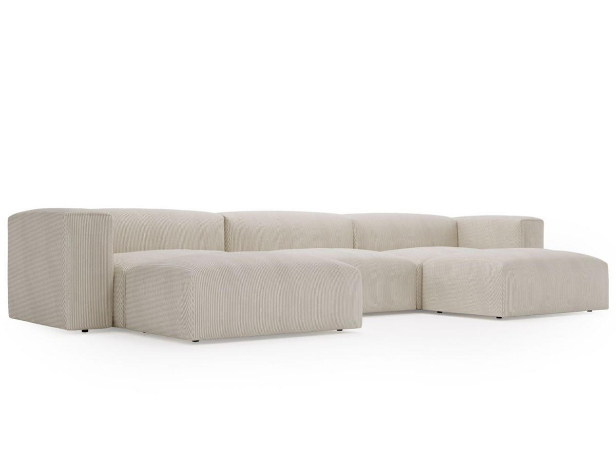 WOHNLANDSCHAFT U Landi Creme - Beige/Schwarz, Kunststoff/Textil (340/85/180cm) - Graingold