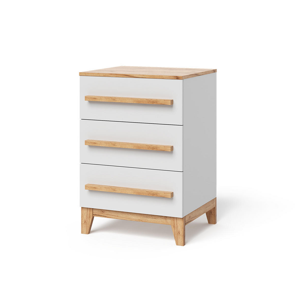 KOMMODE Malia Weiß/Artisan 60 x 88 cm mit 3 Schubladen - Weiß, Holzwerkstoff (60/88/53.4cm) - VitaliSpa