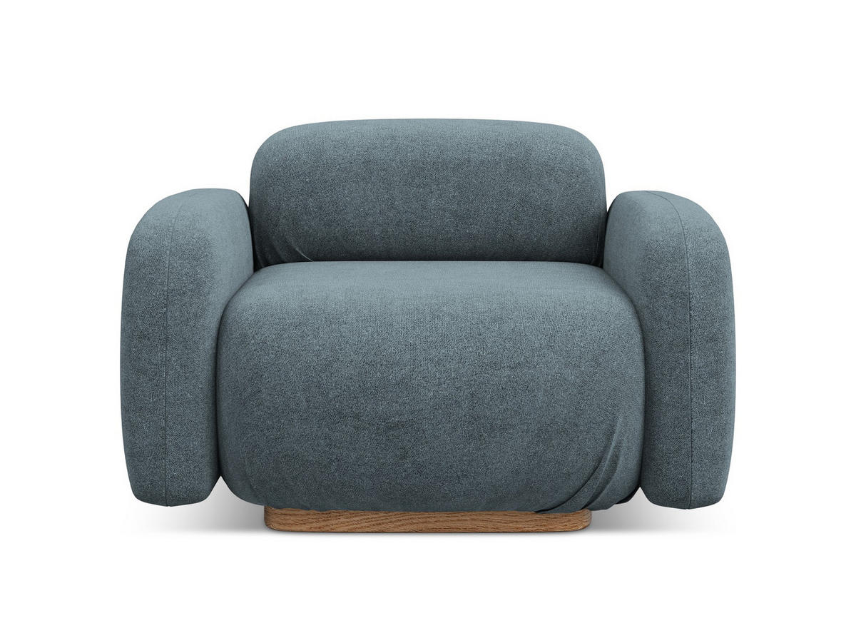 SESSEL Bouclé Stoff Blau - Blau/Blaugrau, Holz/Textil (110/73/95cm) - Makamii