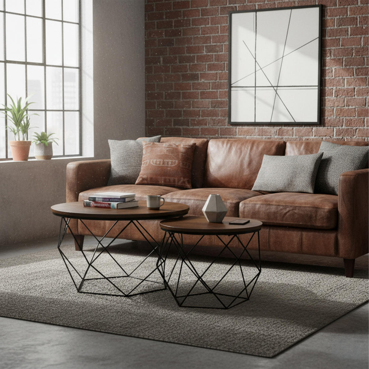 2-DIELNA sada stolíkov - viacfarebná, kov/kompozitné drevo (50/50/40cm) - Relaxdays