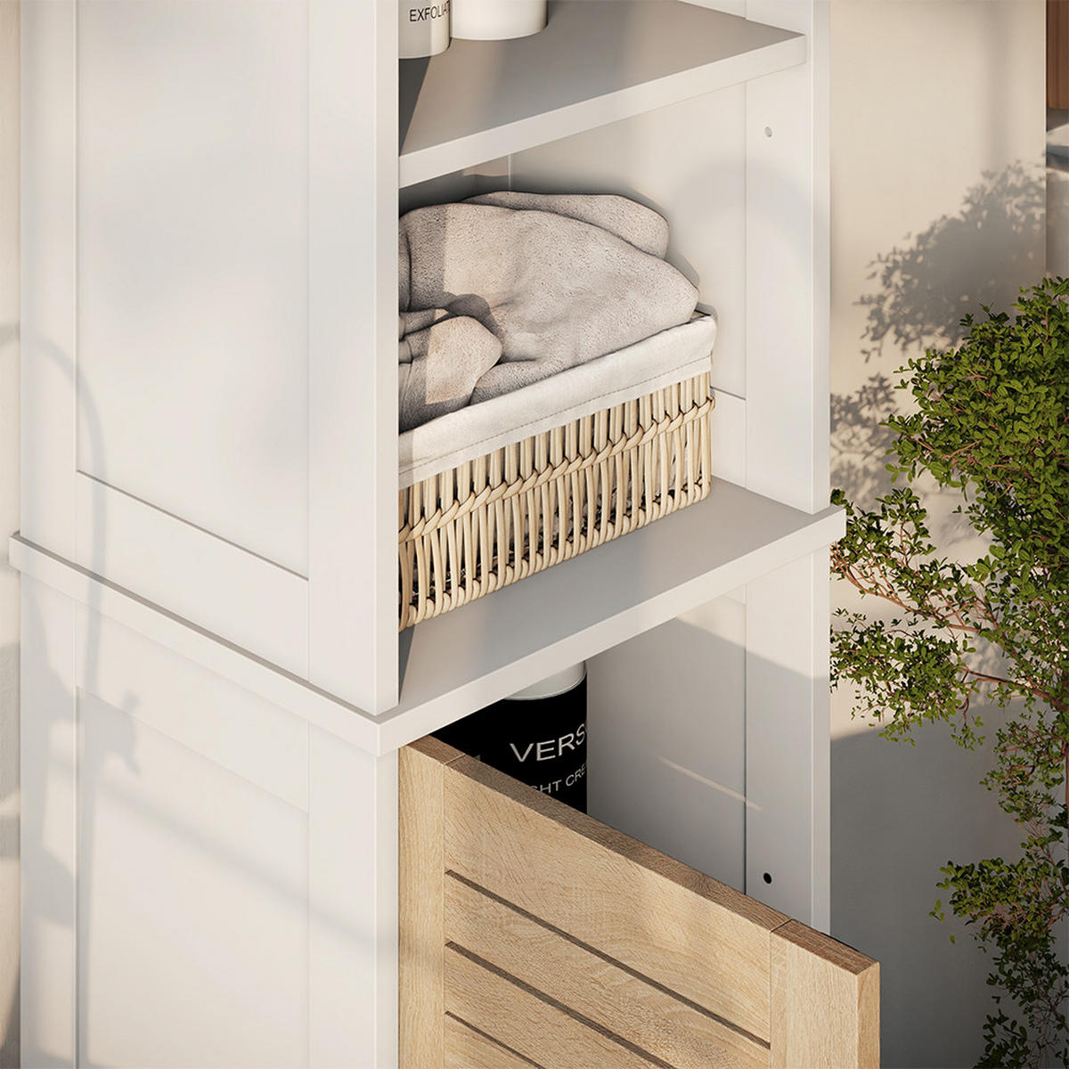 BADMÖBEL-SET Looma Weiß/Eiche 3 Teile - Weiß, Holzwerkstoff (60/60/29.6cm) - Vicco