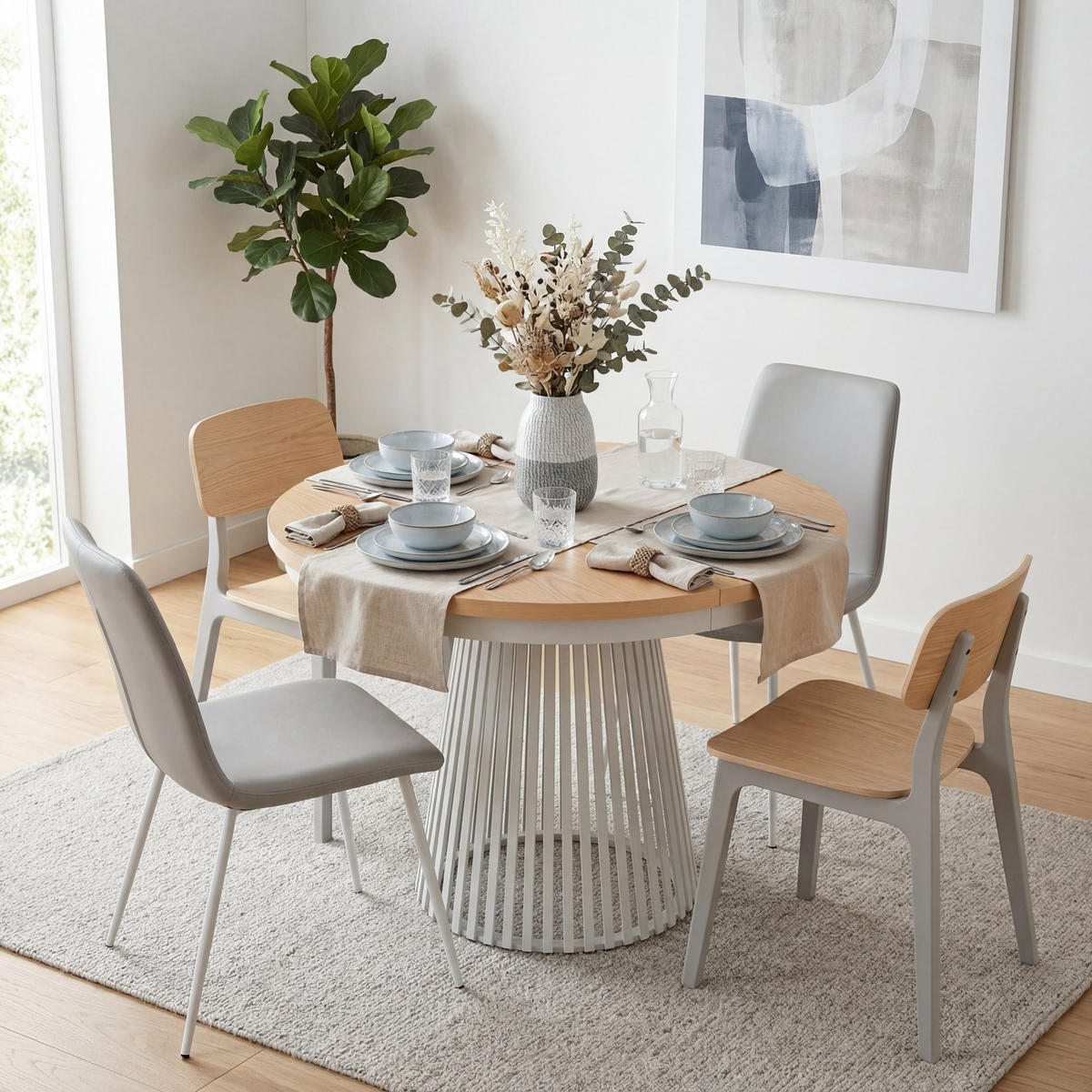 ESSTISCH TRAVIS Ausziehbar 100 - 180 / 100 x 76,6 cm - Eichefarben/Weiß, Holz (100/100/76.6cm) - MASSENO
