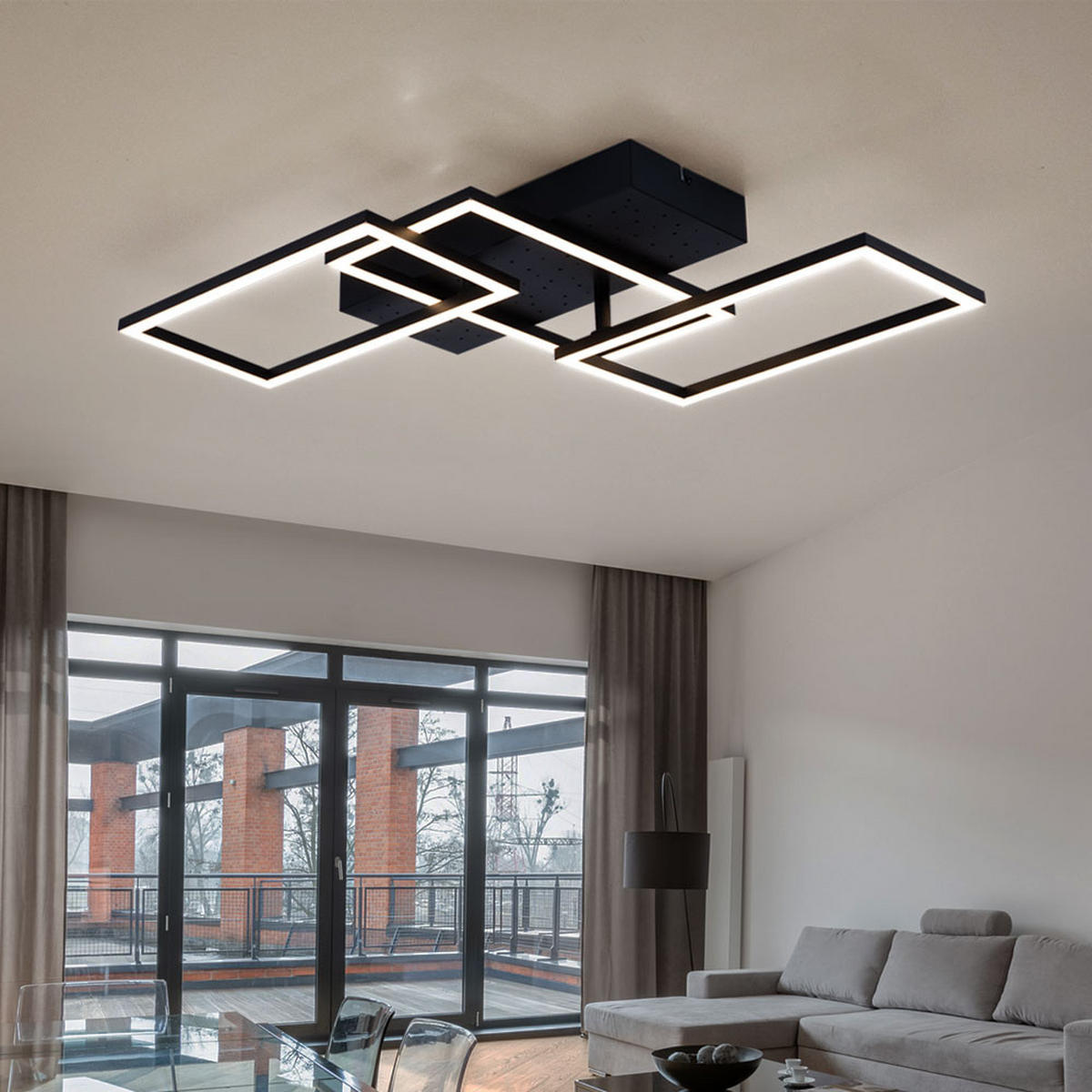 LED DECKENLEUCHTE Metall Schwarz Sterneneffekt - Schwarz, Metall (59/40.5/9.7cm) - Globo Lighting