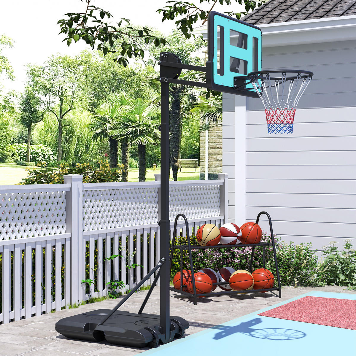 BASKETBALLKORB DE-18524 höhenverstellbar 146-236 cm Schwarz - Schwarz, Metall (55.5/74.5cm) - ComfortXL