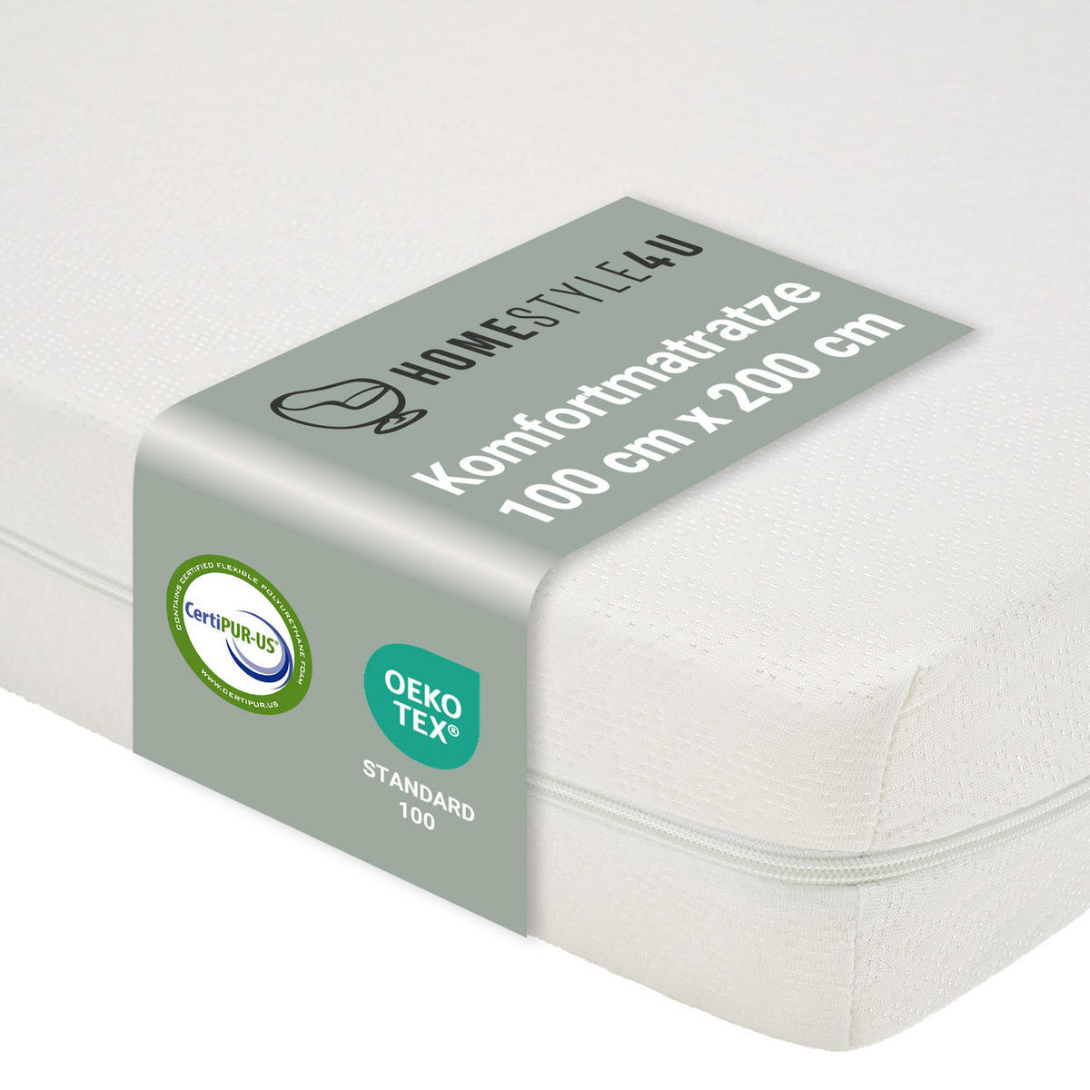 SCHAUMSTOFFMATRATZE mit H2 100/200/10 cm - Weiß, Textil (100/200cm) - Homestyle4u
