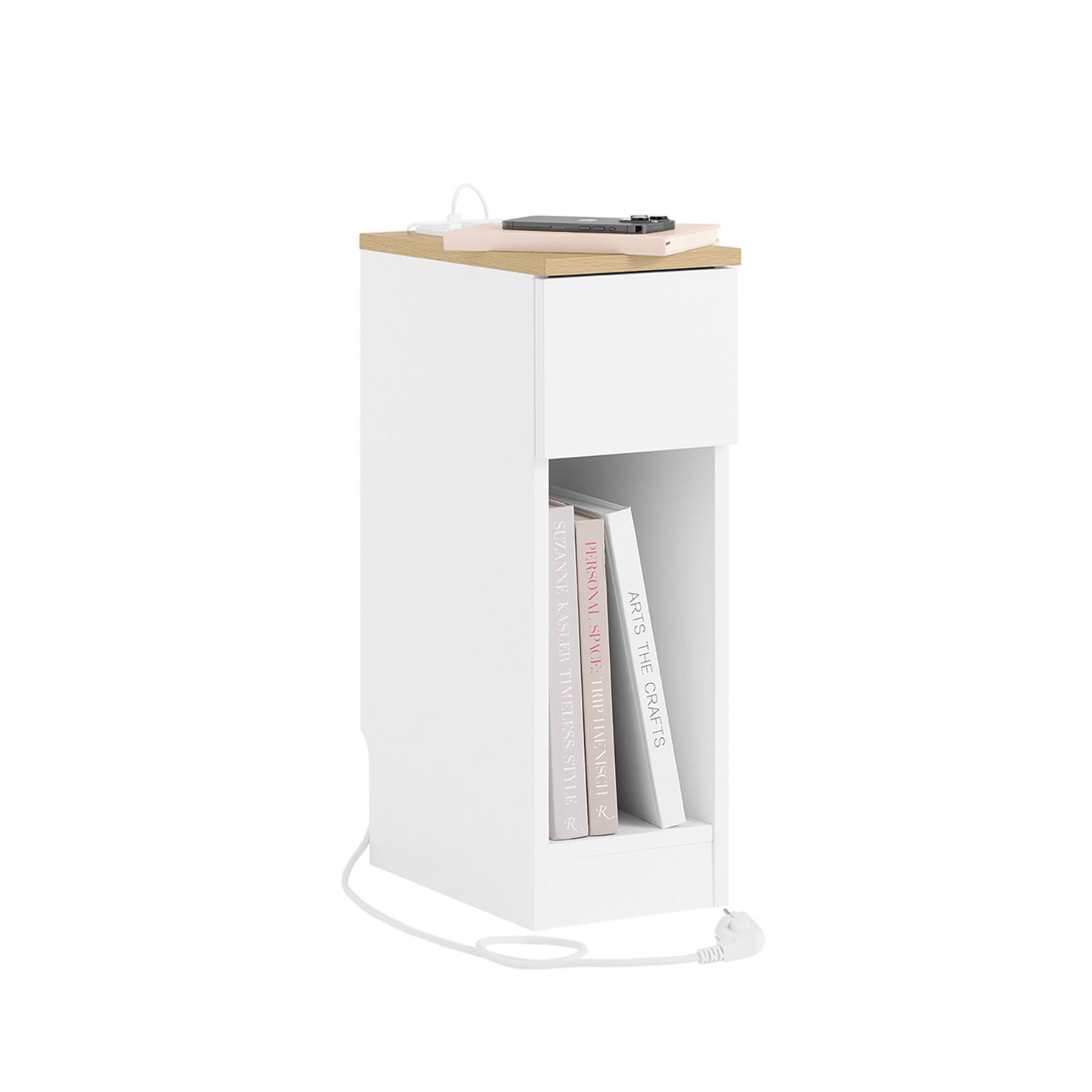 SoBuy NOČNÝ stolík s jednou zásuvkou Biela 35x20x60cm Minimalistický