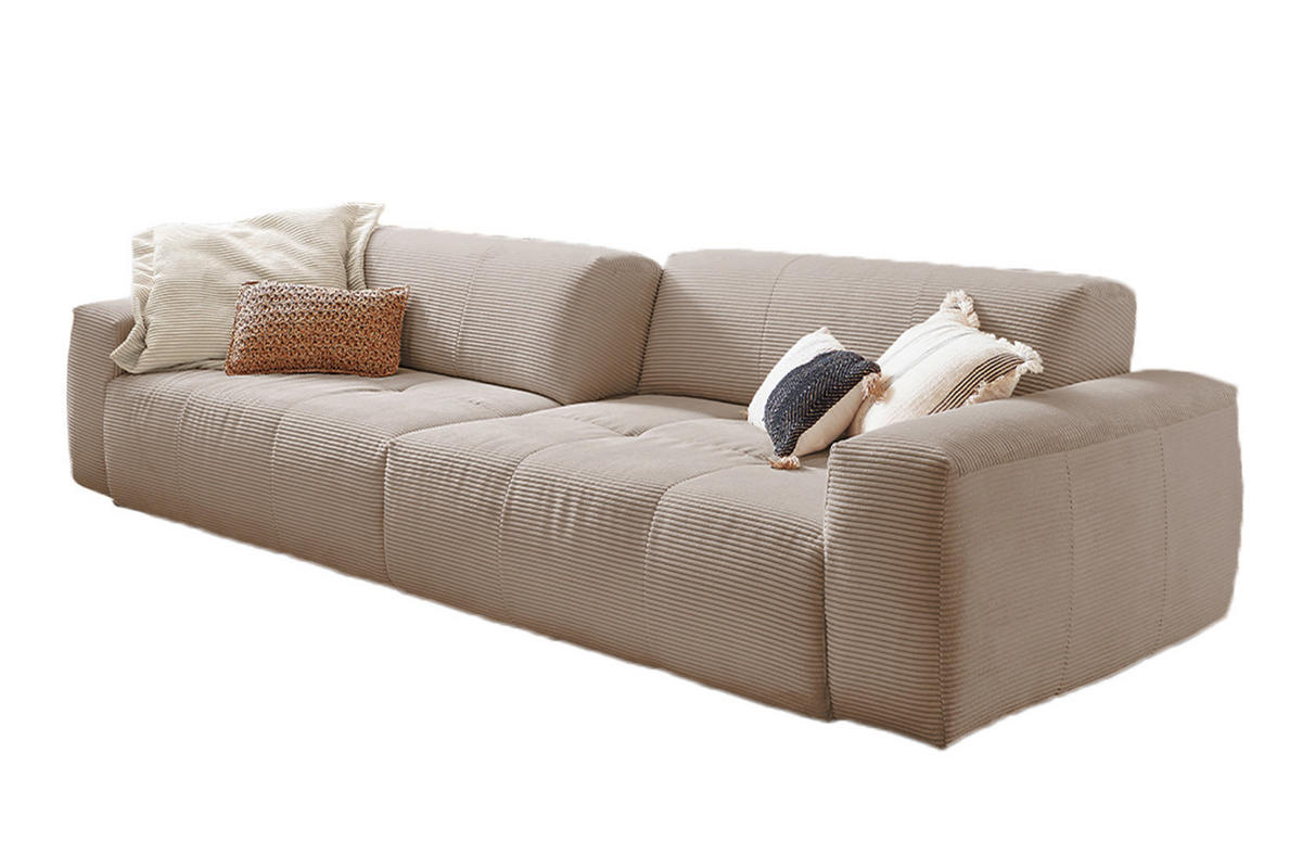 SOFA MIT SITZTIEFENVERSTELLUNG PALACE Taupe Cord - Taupe, Textil (298/74/120cm) - KAWOLA
