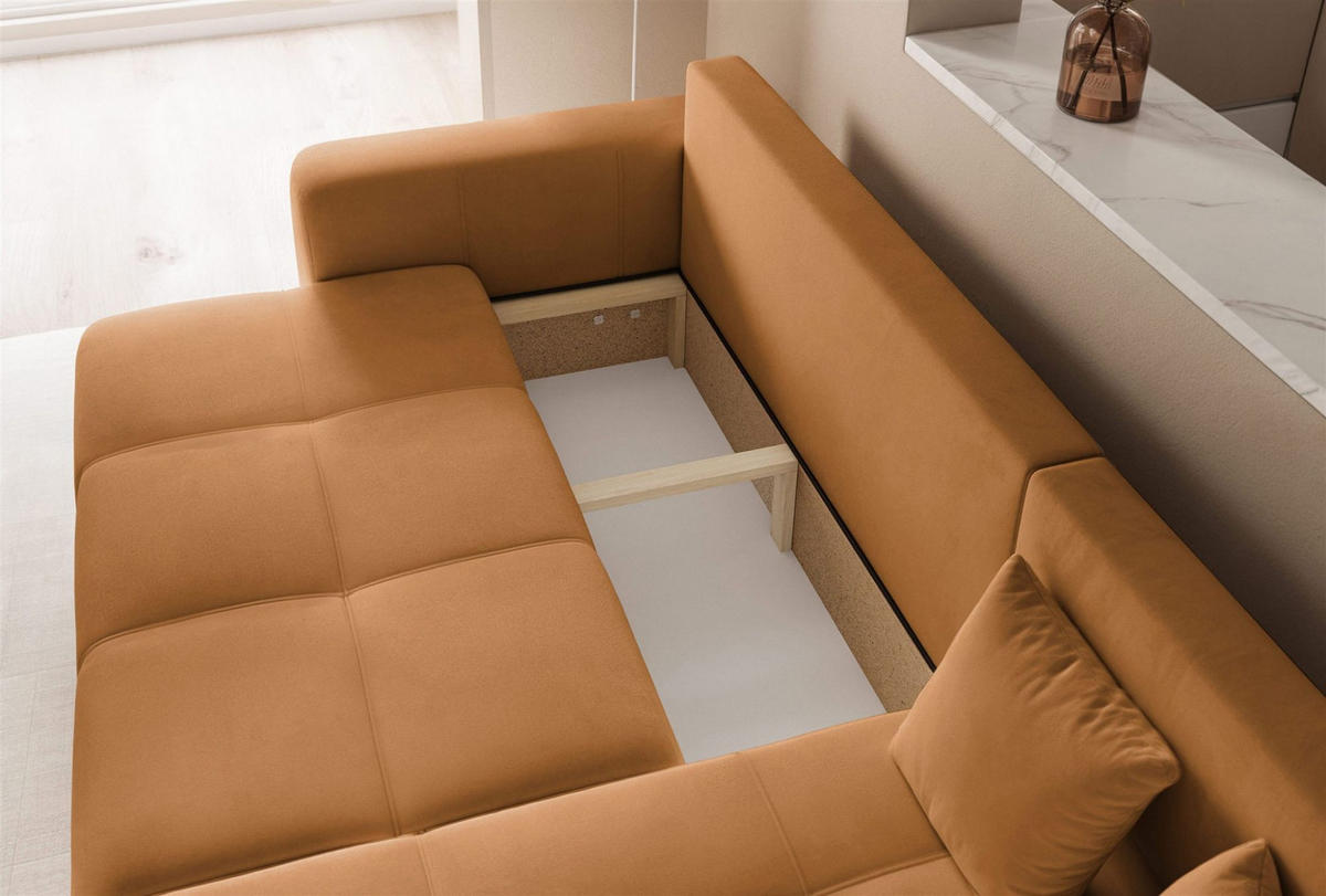 ECKSOFA Leros Mit Schlaffunktion - Orange, Holzwerkstoff/Textil (145/248cm) - Fun Möbel
