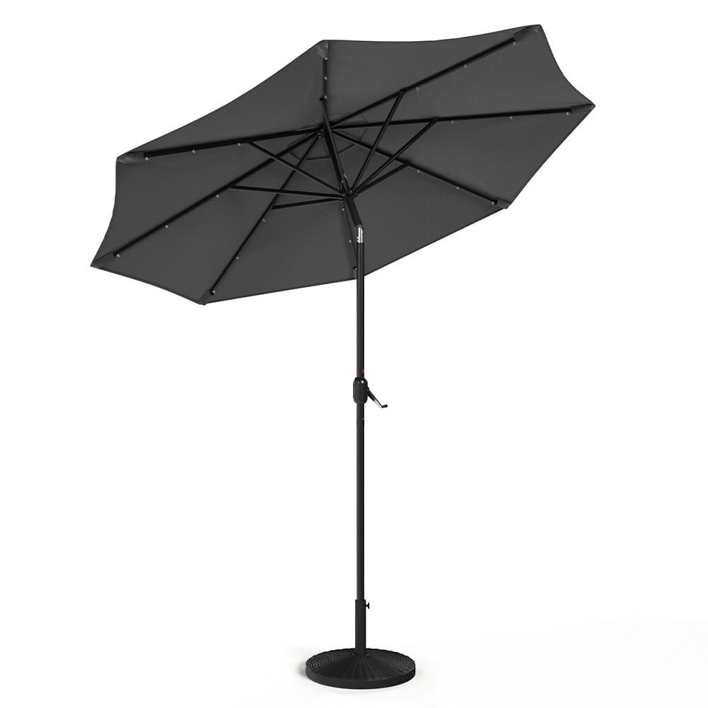 SONNENSCHIRM aus Polyester Metall mit Resin-Sockel Schwarz drehbar 360°neigbar 60° 3 x 2.4m Ø49 × 32 cm - Schwarz, Metall (300/240cm) - Livingandhome