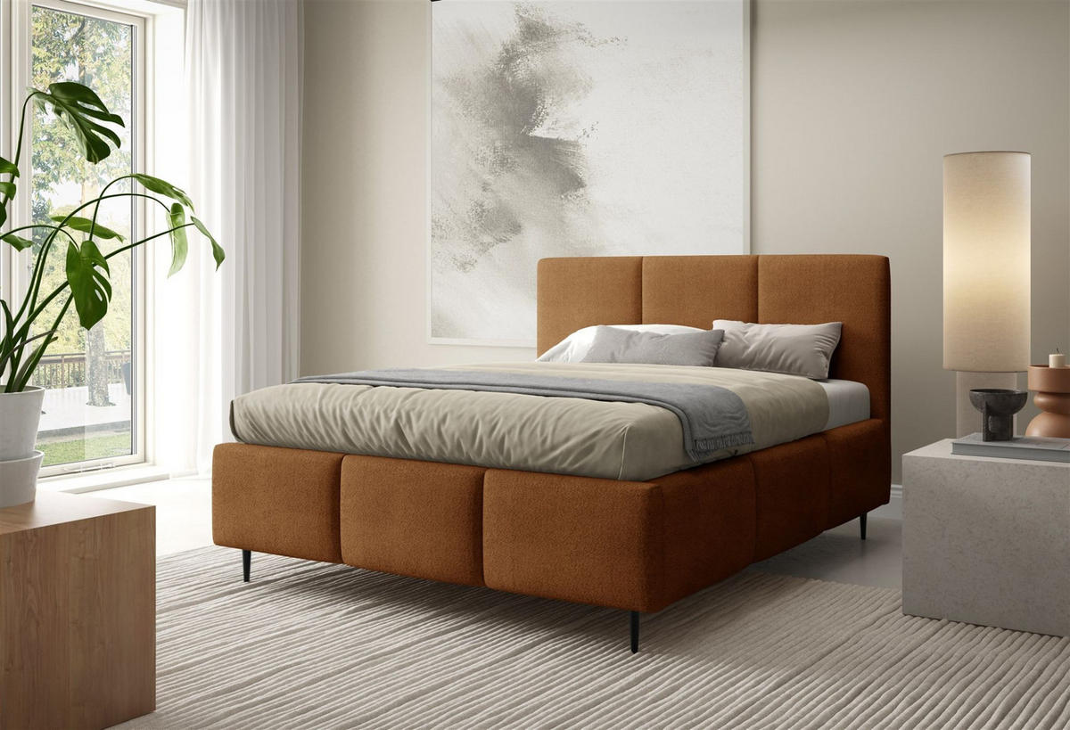 POLSTERBETT Miami - Rotbraun, Holzwerkstoff/Textil (160/200cm) - Fun Möbel