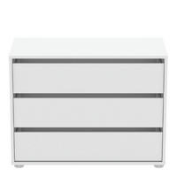 KOMMODE 3 Schubladen Weiß L80cm - Blokty - Weiß, Holzwerkstoff (39.6/58.1/79.6cm) - Calicosy