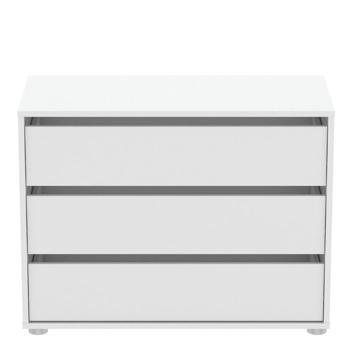 KOMMODE 3 Schubladen Weiß L80cm - Blokty - Weiß, Holzwerkstoff (39.6/58.1/79.6cm) - Calicosy