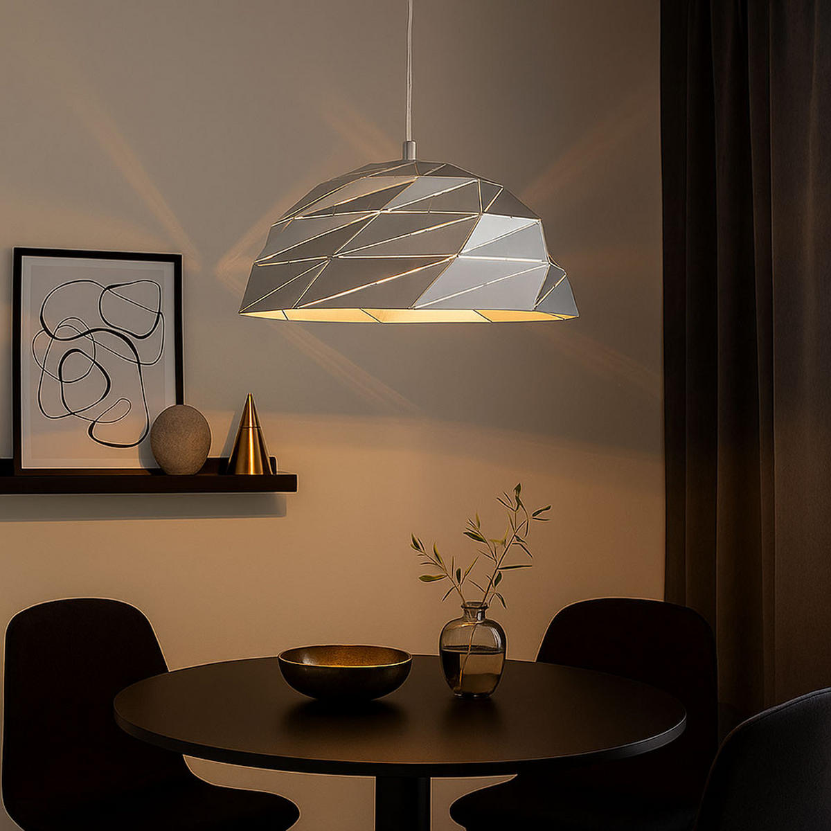 PENDELLEUCHTE Origami Eisen Silber - Silberfarben, Metall (47/47/150cm)