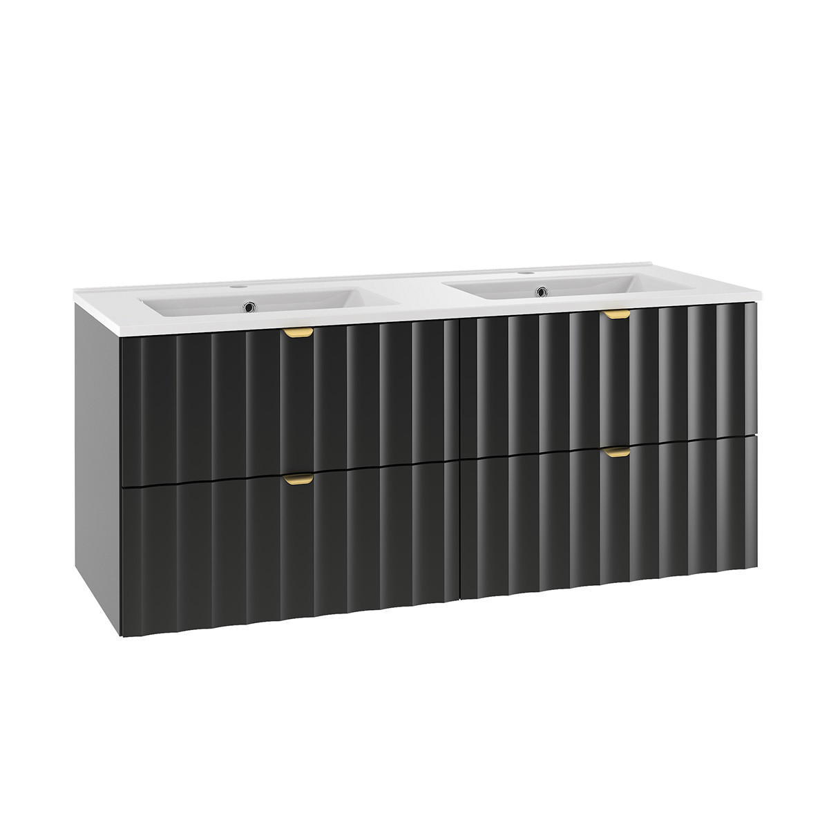 DOPPELWASCHTISCH 120cm Lexa Schwarz - Schwarz, Holzwerkstoff (120/50/45.8cm) - Petits-meubles