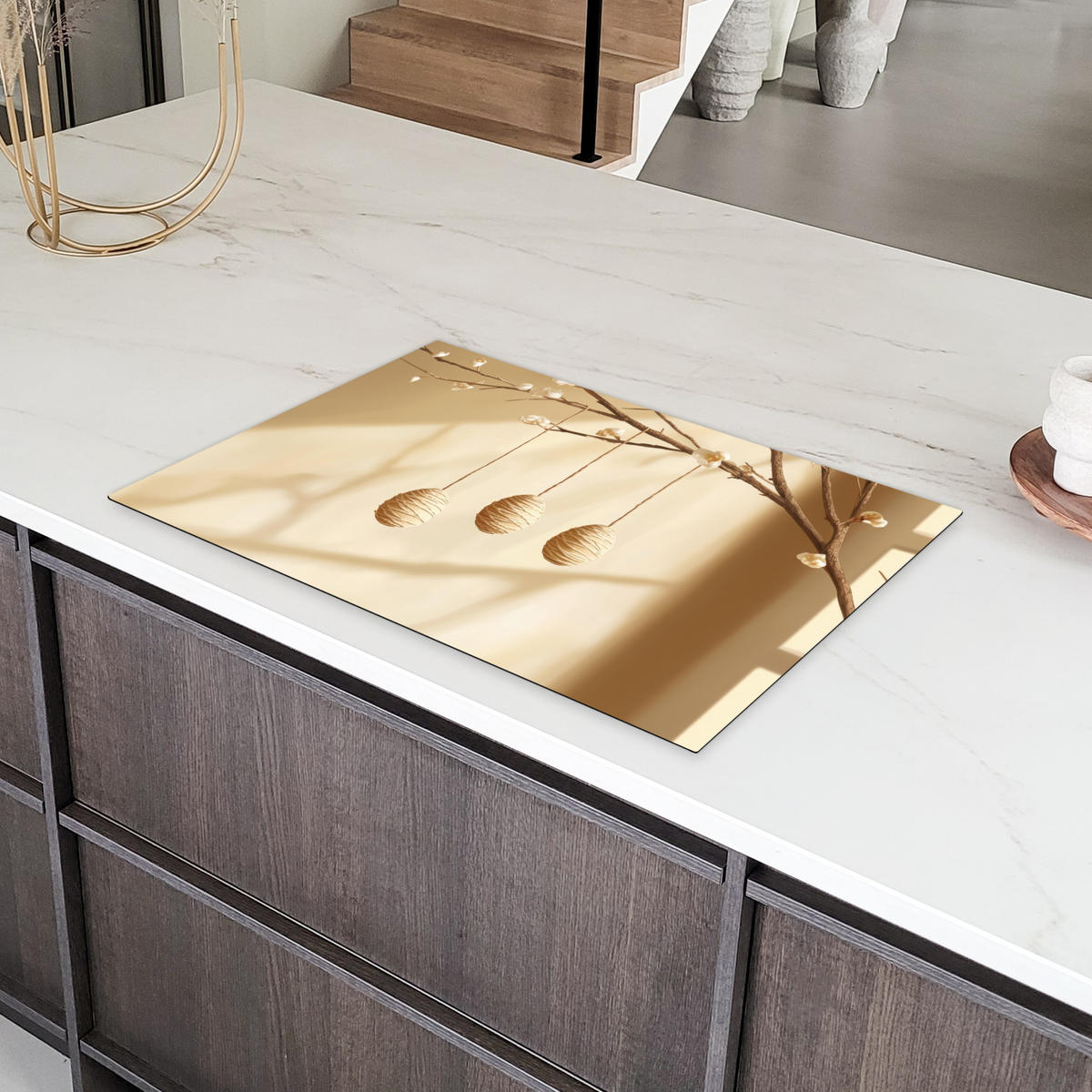 HERDABDECKPLATTE Beige - Osterkuchen - Eier Induktionsschutz 81.6x52.7 cm - Beige, Kunststoff (81.6/52.7/0.2cm) - MuchoWow