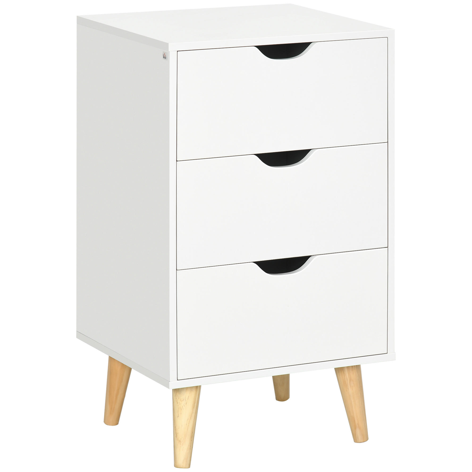 NACHTSCHRANK DE-12796 3 Schubladen, skandinavisch Weiß - Weiß, Holzwerkstoff (35/68.5/40cm) - ComfortXL