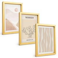 BILDER SET 3er Set - 20x30 cm Goldrahmen - Abstrakte Formen und Farben - Goldfarben, Kunststoff (20/30cm) - TULUP