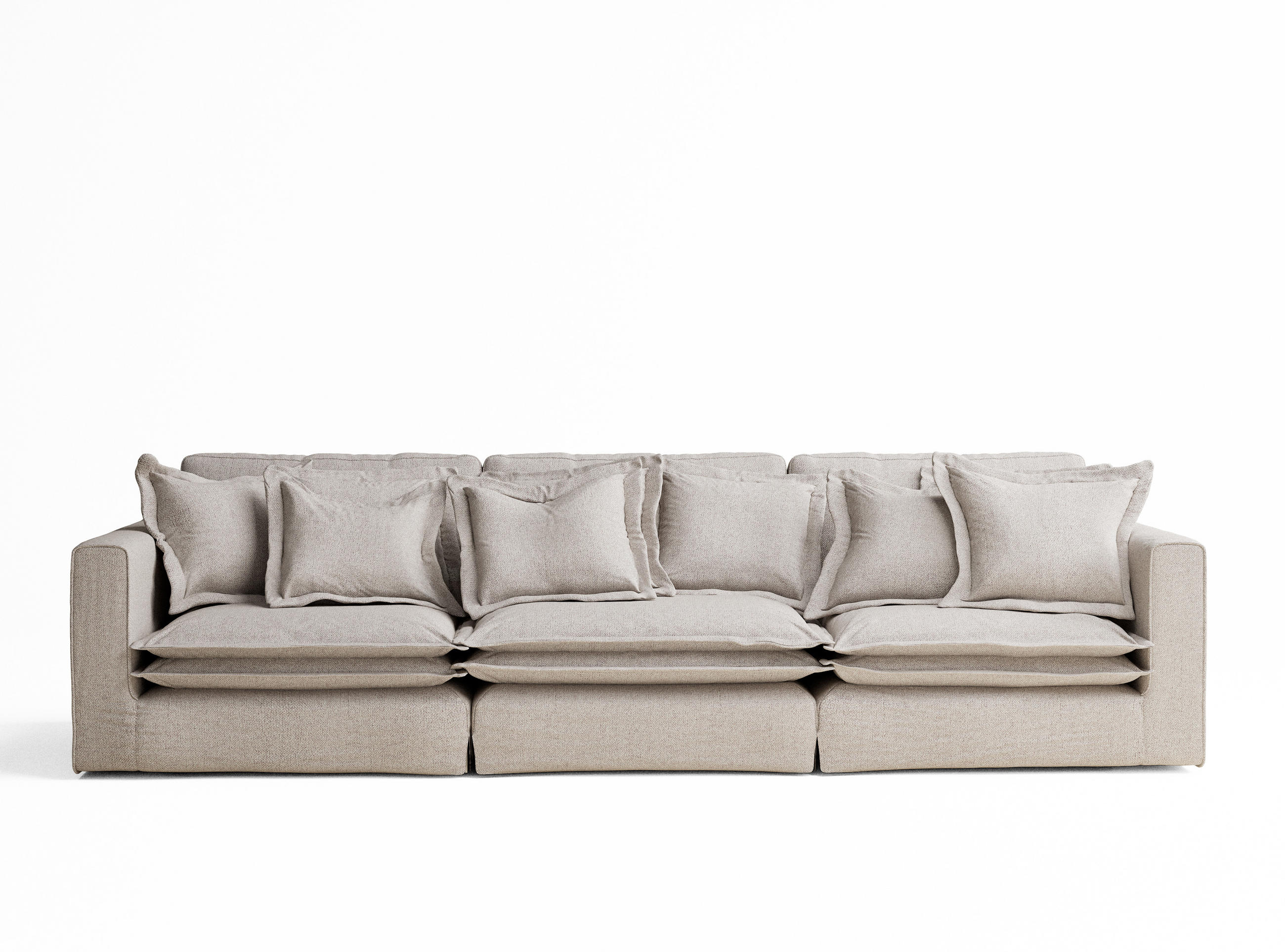 6-SITZER SOFA Amalfi Beige Webstoff - Beige/Schwarz, Holz/Holzwerkstoff (338/90/119cm) - Maison de Reve