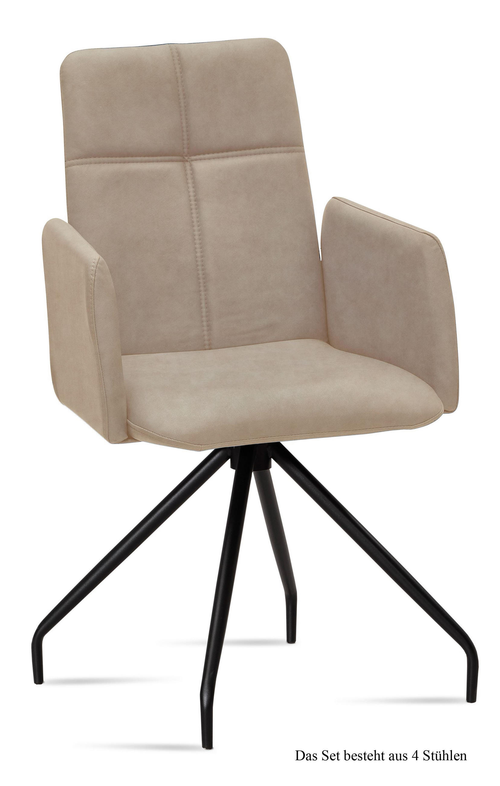 ARMLEHNSTUHL (4er-Set) Devaki 52x92x60 Schwarz/Natur - Schwarz/Naturfarben, Kunststoff (60/92/52cm) - 58aufmkessel