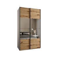 SCHWEBETÜRENSCHRANK 245,5/140/64 2-türig - Schwarz/Weiß, Holz/Metall (140/245/64cm) - Abiks Möbel