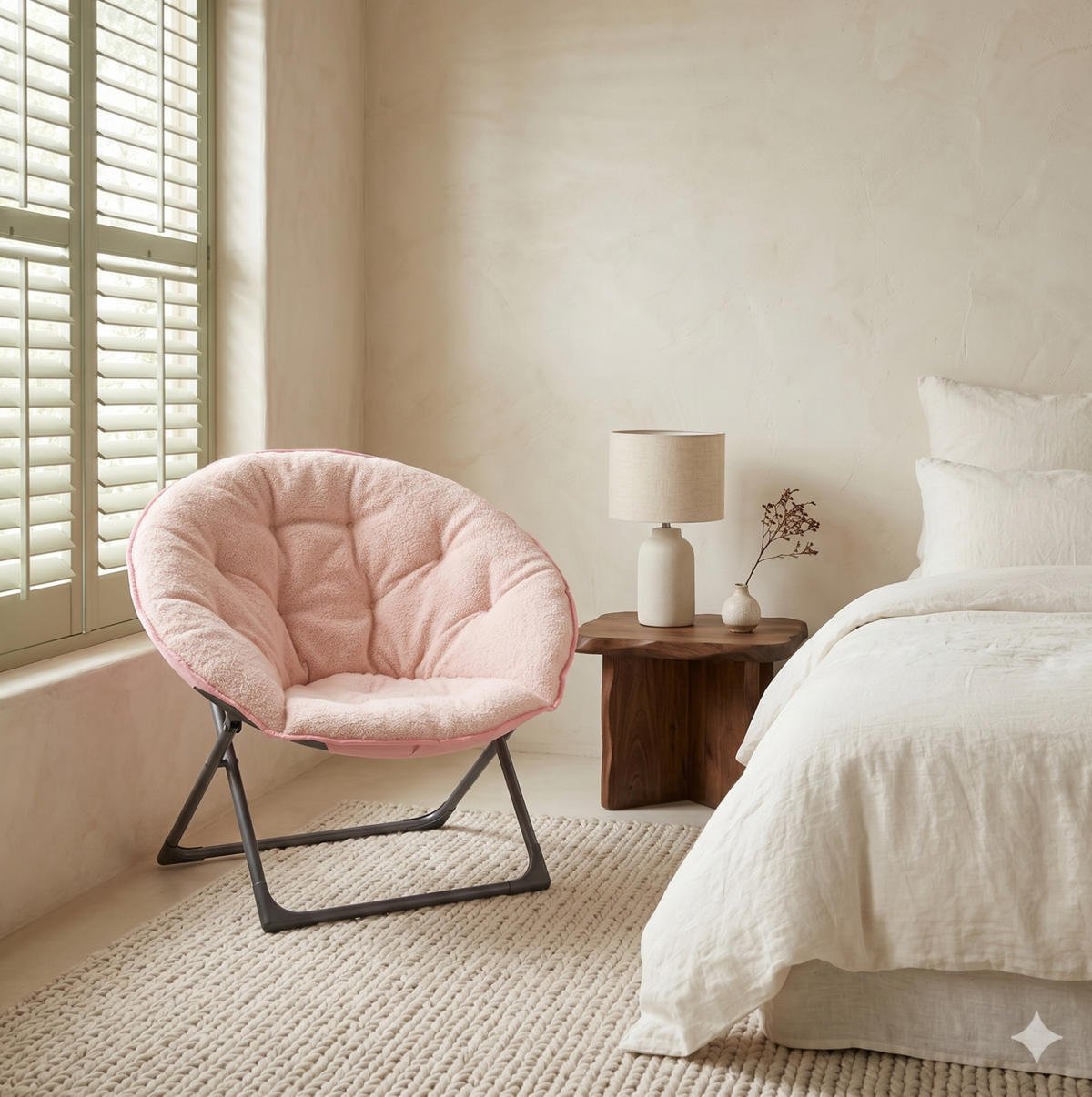 SESSEL 80/80/37 cm aus Fabric+Metal Rose mit Klappfunktion - Rosa, Textil (53/85/58cm) - OKMYHOME