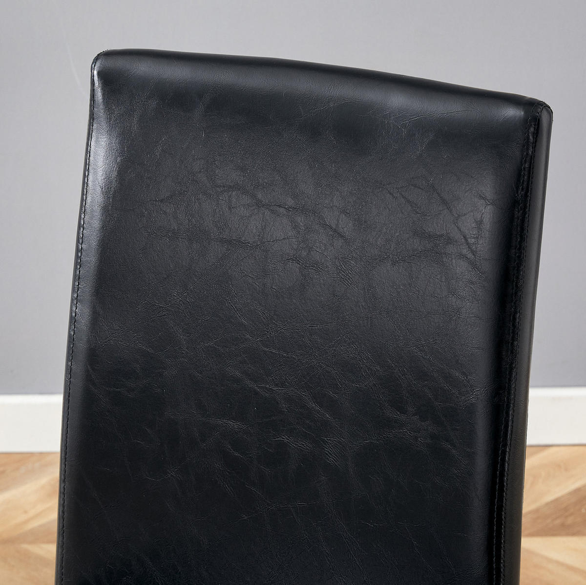 ESSZIMMERSTUHL mit PU-Bezug 90 cm Schwarz Nussbaumoptik 2er-Set - Schwarz, Metall (47/90/41.1cm) - Meubliv