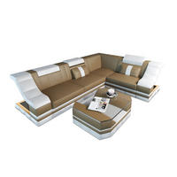 COUCH Bianchi Sandbeige Weiß Echtleder - Sandfarben, Leder (271/196cm)