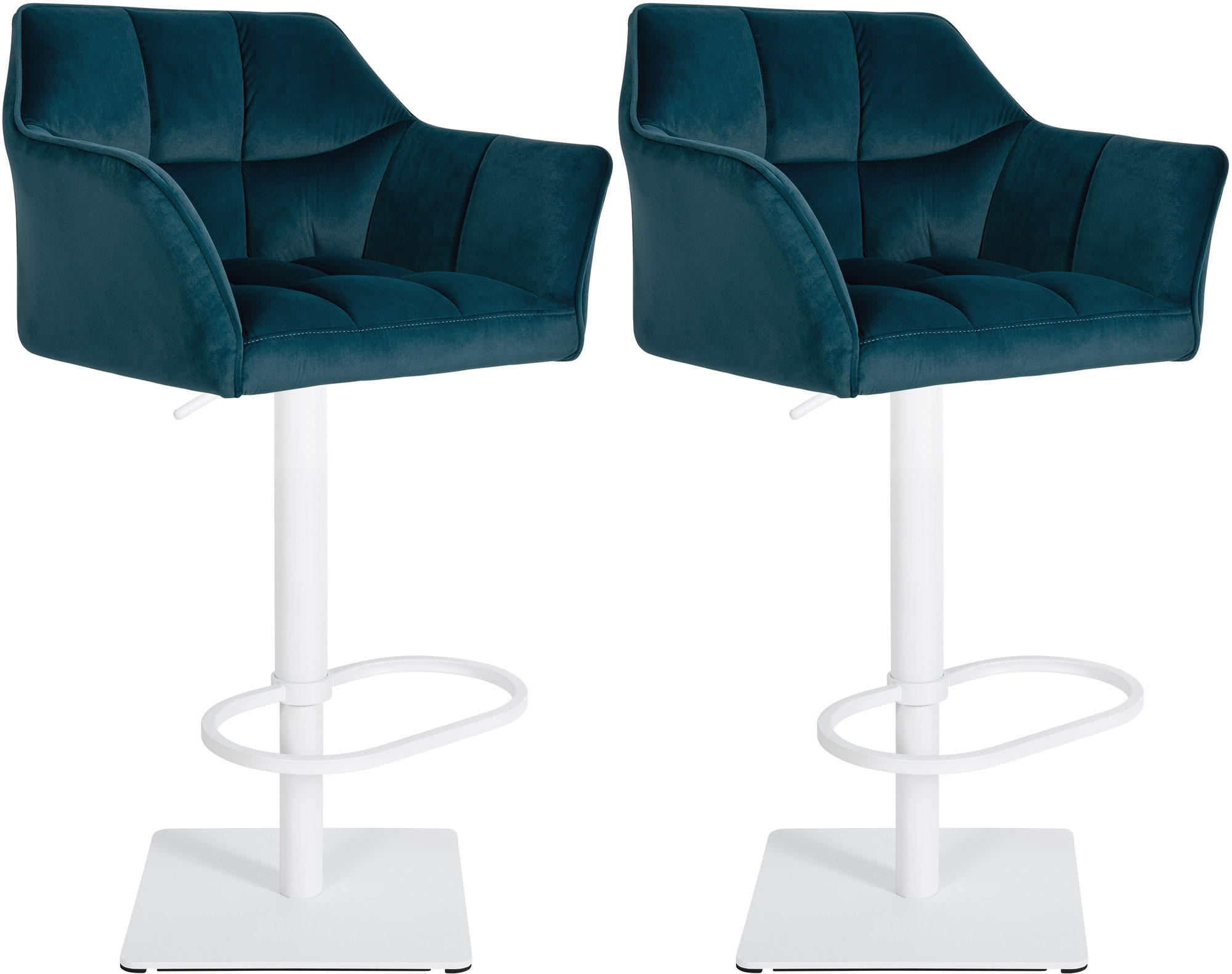 BARHOCKER 2er Set Samt Grün - Weiß/Grün, Textil/Metall (64/88/45cm) - CLP