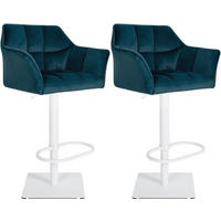 BARHOCKER 2er Set Samt Grün - Weiß/Grün, Textil/Metall (64/88/45cm) - CLP